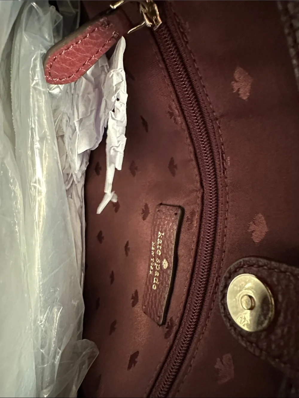 kate spade Wine Leather Satchel with Detachable Strap